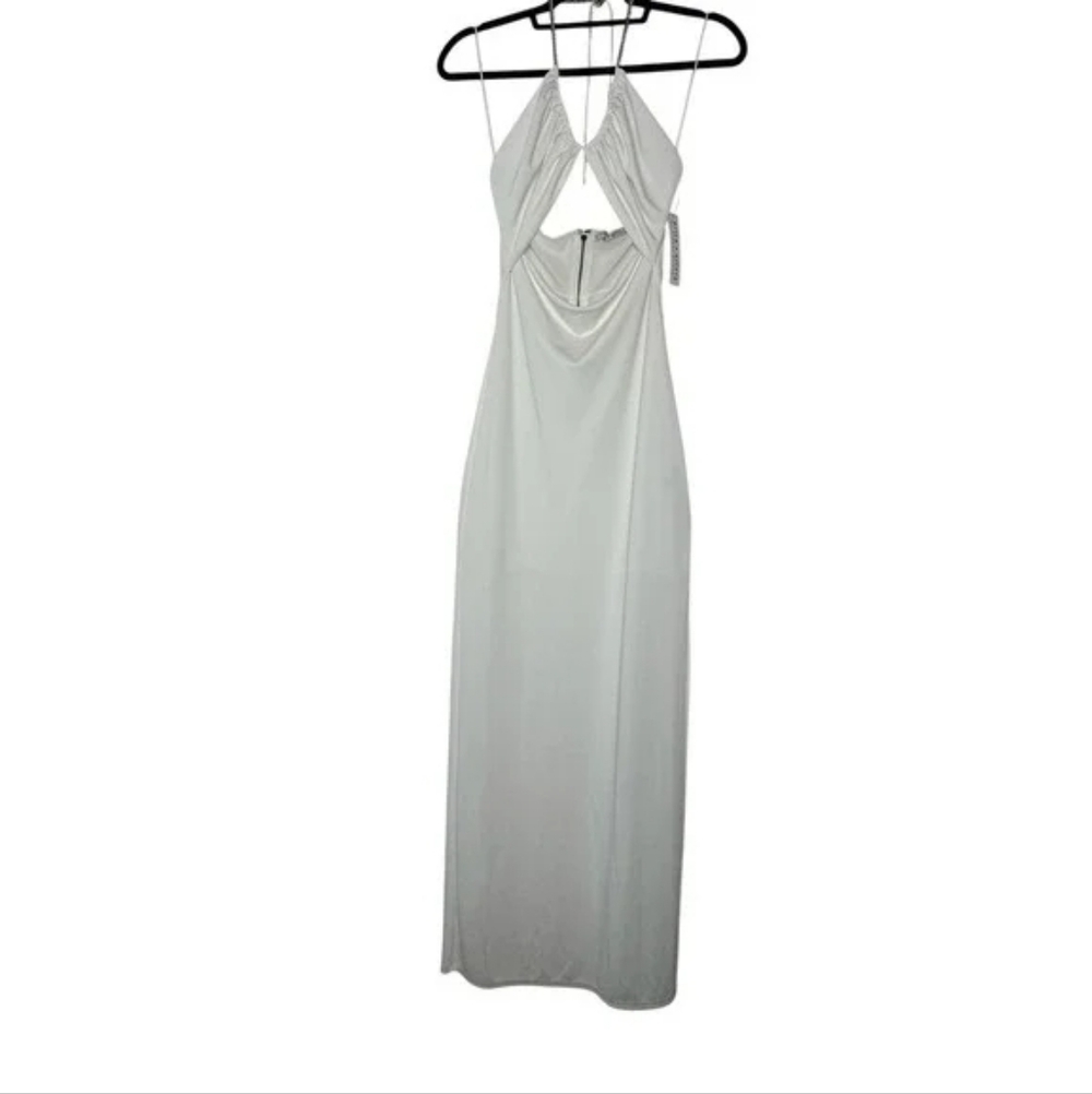 Alice + Olivia Ivory Backless Cutout Halter Maxi Dress